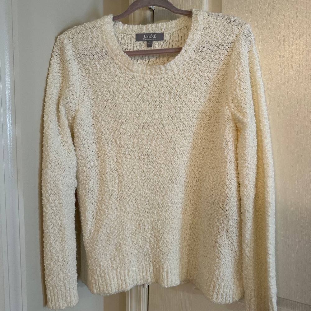 White textured sweater